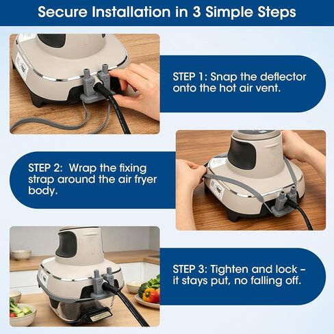 Silicone Steam Diverter for Ninja Crispi 4-in-1 Glass Air Fryer FN101GY FN101SG FN101ST Accessories with Anti-fall Fixing Strap,Kitchen Small Appliance Accessory– Prevents Heat Damage to Cords-Grey in Kuwait