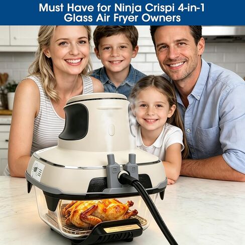 Silicone Steam Diverter for Ninja Crispi 4-in-1 Glass Air Fryer FN101GY FN101SG FN101ST Accessories with Anti-fall Fixing Strap,Kitchen Small Appliance Accessory– Prevents Heat Damage to Cords-Grey in Kuwait