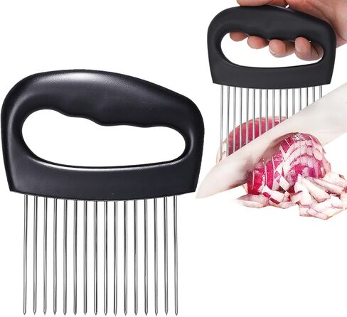 JAYVAR Extra-Large Onion Holder for Slicing, 304 Stainless Steel Large Onion Slicer with 14 Long Needles, Onions Cutter Vegetable Chopper, Tomato Cutter Slicer, Kitchen Gadgets for Evenly Slicing in Saudi Arabia