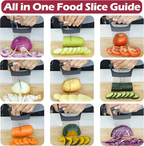 JAYVAR Extra-Large Onion Holder for Slicing, 304 Stainless Steel Large Onion Slicer with 14 Long Needles, Onions Cutter Vegetable Chopper, Tomato Cutter Slicer, Kitchen Gadgets for Evenly Slicing in Saudi Arabia