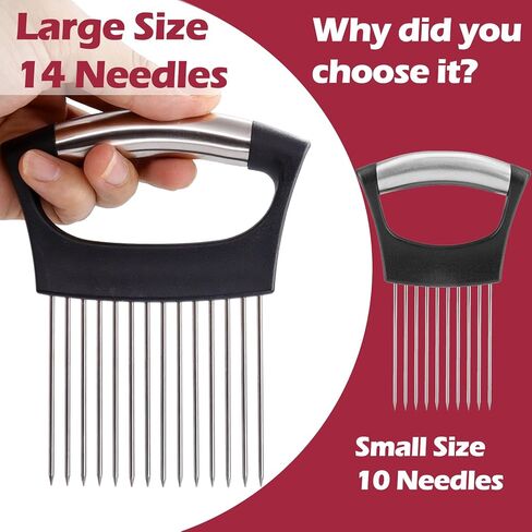 JAYVAR Extra-Large Onion Holder for Slicing, 304 Stainless Steel Large Onion Slicer with 14 Long Needles, Onions Cutter Vegetable Chopper, Tomato Cutter Slicer, Kitchen Gadgets for Evenly Slicing in Saudi Arabia