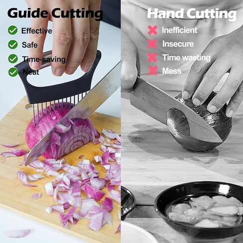 JAYVAR Extra-Large Onion Holder for Slicing, 304 Stainless Steel Large Onion Slicer with 14 Long Needles, Onions Cutter Vegetable Chopper, Tomato Cutter Slicer, Kitchen Gadgets for Evenly Slicing in Saudi Arabia