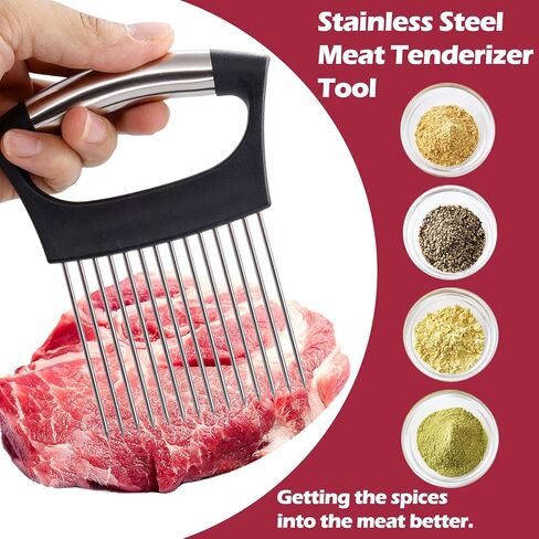 JAYVAR Extra-Large Onion Holder for Slicing, 304 Stainless Steel Large Onion Slicer with 14 Long Needles, Onions Cutter Vegetable Chopper, Tomato Cutter Slicer, Kitchen Gadgets for Evenly Slicing in Saudi Arabia