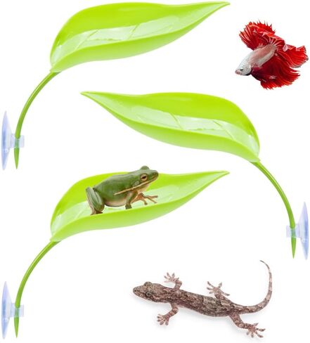 DONGKER Betta Bed Leaf Hammock,3 PCS Plastic Fish Tank Simulation Leaf Bed with Suction Cup for Fish Tank Small Reptiles Bearded Dragons in Kuwait