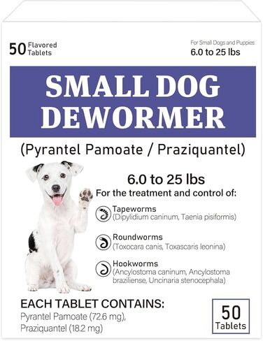 De-Wormer for Puppies and Small Dogs, Dewormer Chewables, (pyrantel pamoate/praziquantel) Controls Tapeworms, Roundworms & Hookworms, Easy to Administer Canine Worm Treatment in Kuwait