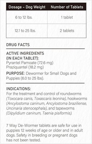 De-Wormer for Puppies and Small Dogs, Dewormer Chewables, (pyrantel pamoate/praziquantel) Controls Tapeworms, Roundworms & Hookworms, Easy to Administer Canine Worm Treatment in Kuwait