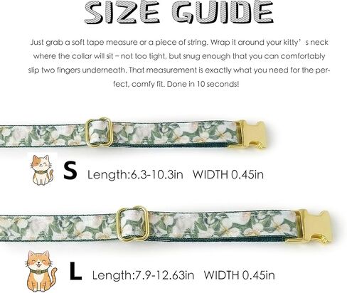 Engraved Floral Cat Collar with Removable Bow Tie - Personalized ID Tag & Safety Bell, Adaptive Polyester Design, （Non-Breakaway） - Floral Pattern Collection in Saudi Arabia