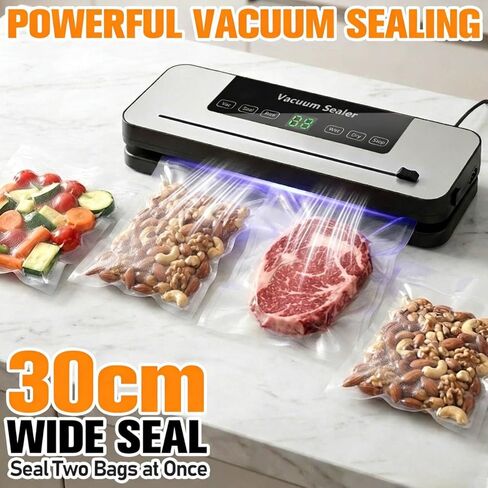 Vacuum Sealer Machine for Food with Built-in Cutter, 6-in-1 One-Touch Automatic Food Vacuum Sealer, Dry & Wet Modes, Digital Timer, Compact Food Saver Vacuum Sealer with 30 Bags Grey in Kuwait