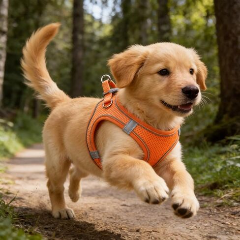 Multi-Functional Dog Harness, Soft Pet Harnesses with Easy-Put-On Design for Small Medium Dogs, No-Pull Reflective Mesh Vest Harness for Daily Walking, Travel (Orange, Small) in Kuwait