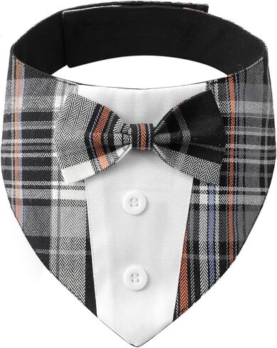 باندانا توكسيدو للكلاب من Valentine Tuxedo، زي مريلة وشاح توكس مطبوع على شكل قلب، باندانا من القماش الفاخر مع ربطة عنق للكلاب الكبيرة جدًا (XL) in Kuwait