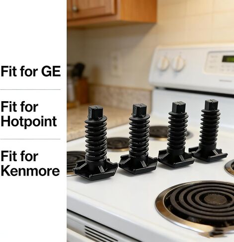 طقم أرجل تسوية WB02X10521 مناسب لفرن موقد GE Hotpoint Kenmore، استبدال قدم تسوية نطاق قابل للتعديل، أرجل تسوية الأجهزة شديدة التحمل، 4 عبوات in Kuwait