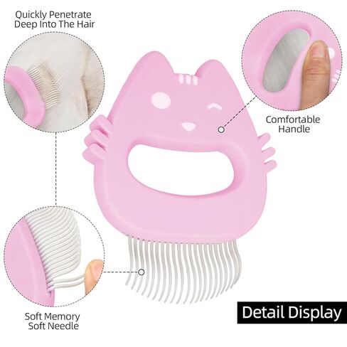 مشط وردي للقطط لطيف على شكل قطة لإزالة شعر الحيوانات الأليفة، مشط تدليك على شكل صدفة، فرشاة ناعمة لإزالة الفرو، أداة إزالة الفرو غير اللامعة للشعر الطويل والقصير، قطط، كلب، جرو، أرنب in Kuwait