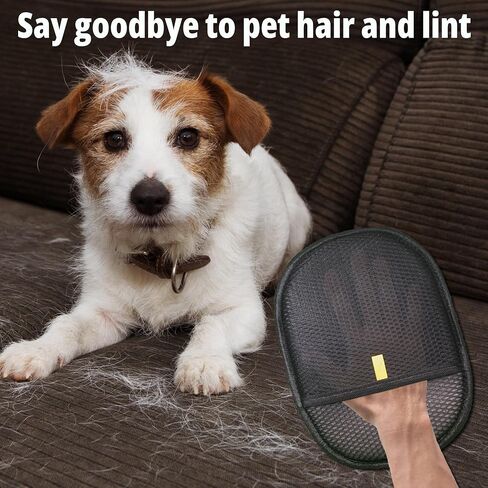 Pet Hair Removal Glove for Cats & Dogs - Reusable Electrostatic Pet Hair Remover Tool for Furniture, Couch, Carpet, Clothing & Car Seats - Pink and Black in Kuwait