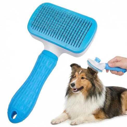 pet hair remover-Dog Brush & Cat Hair Brush,Gentle Deshedding and Massage Comb for All Coat Types, Effectively Removes Loose Undercoat in Kuwait