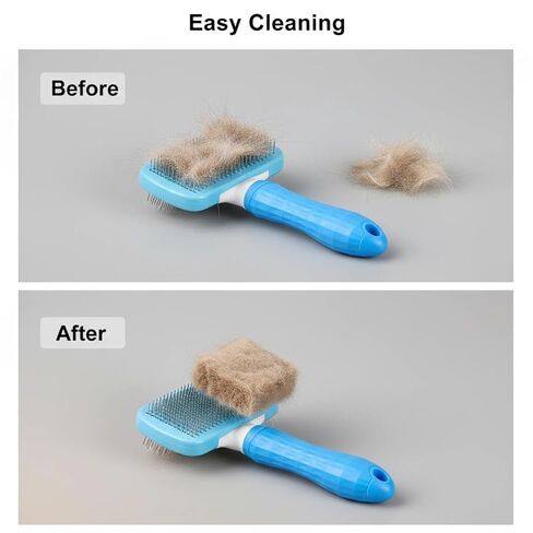 pet hair remover-Dog Brush & Cat Hair Brush,Gentle Deshedding and Massage Comb for All Coat Types, Effectively Removes Loose Undercoat in Kuwait