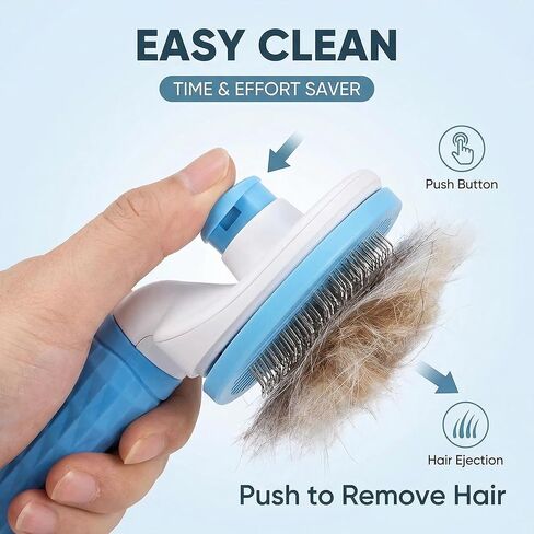 pet hair remover-Dog Brush & Cat Hair Brush,Gentle Deshedding and Massage Comb for All Coat Types, Effectively Removes Loose Undercoat in Kuwait