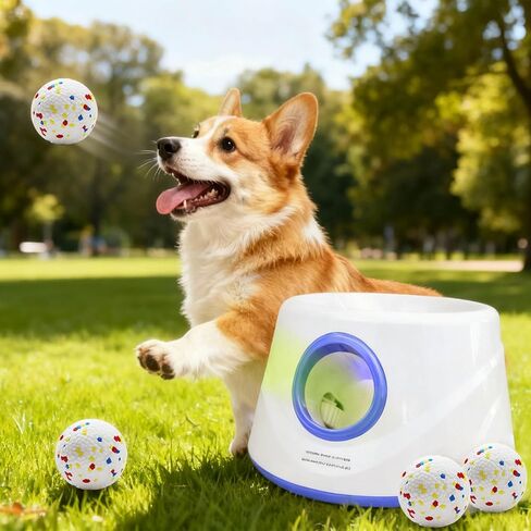 Dog Ball Launcher - Automatic Ball Thrower for Dogs, 3 Adjustable Distance Settings Dog Ball Thrower, Indoor Outdoor Interactive Fetch Machine Dog Toys for Small/Medium Sized Dog in Saudi Arabia