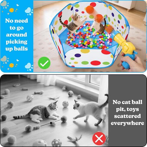 AIERSA Cat Ball Pit for Indoor Cats,Interactive Toy Included 200 Pom Pom Balls and Launcher&Springs&Jingle Balls&Feather Spring Ball,Cats Self Play Enrichment Stimulation Toys for Bored Cat in Saudi Arabia