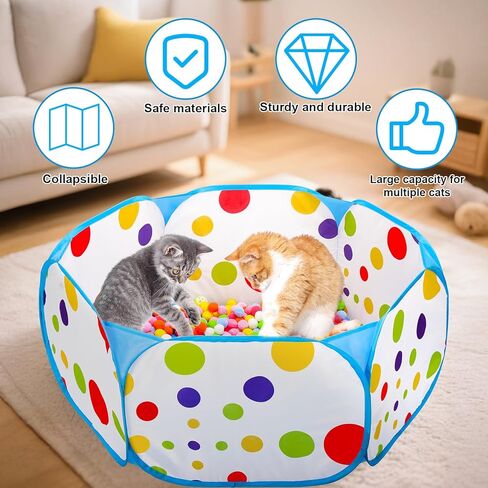 AIERSA Cat Ball Pit for Indoor Cats,Interactive Toy Included 200 Pom Pom Balls and Launcher&Springs&Jingle Balls&Feather Spring Ball,Cats Self Play Enrichment Stimulation Toys for Bored Cat in Saudi Arabia