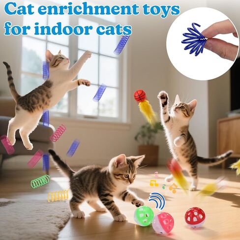 AIERSA Cat Ball Pit for Indoor Cats,Interactive Toy Included 200 Pom Pom Balls and Launcher&Springs&Jingle Balls&Feather Spring Ball,Cats Self Play Enrichment Stimulation Toys for Bored Cat in Saudi Arabia