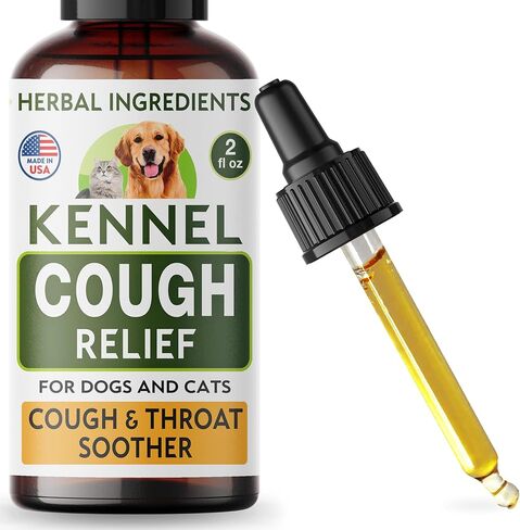 Kennel Cough Treatment for Dogs & Cats - Collapsed Trachea & Cat Asthma Support - Dog Cough Suppressant - Liquid Throat Soother - Dry, Wet & Barky Pet Cough Relief for All Breeds - Made in USA - 2 Oz in Kuwait