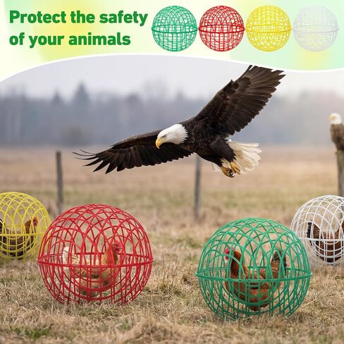 Leinuosen 4 Pack Chicken Ball Cage Movable Mesh Rabbit Coops Plastic Detachable Rolling Safety Hutch Prevents Dog Bites Horse Trampling for Bird Duck Outdoor(Multiple Colors,11.81'',Multiple Style) in Kuwait