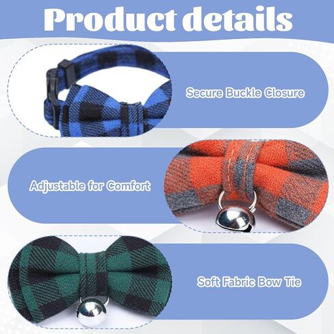 6-Pack Multi-Color Set for Stylish Feline Accessories, Cat Bow Tie Collar, Bow Tie Cat Collar with Adjustable Design, Durable Nylon Material for Daily Use,Comfortable Fit for Cats of Various Sizes in Kuwait