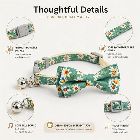 4 Pack Cute Cat and Puppy Collar with Removable Bow Tie and Bell, Adjustable Fit Kitten Collars for Cats & Small Dogs, Cute Bowknot in Kuwait