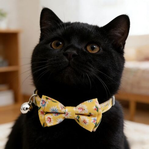 4 Pack Cute Cat and Puppy Collar with Removable Bow Tie and Bell, Adjustable Fit Kitten Collars for Cats & Small Dogs, Cute Bowknot in Kuwait