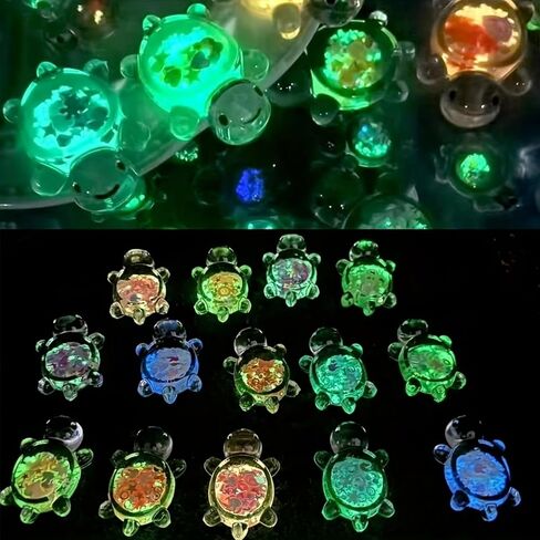 10PCS Glow in The Dark Turtle Figurines - Phosphorescent Resin Decor for Aquariums, Fairy Gardens & Mini Landscapes in Kuwait