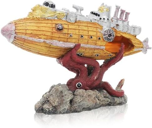 7.9 inch Special Design Kraken Submarine Realistic Shipwreck Decor for Aquarium - Resin Sunken Ship Ornament with Fish Hideouts, Fish Tank Accessories, Aquarium Ornaments, Fish Tank shipwrecks in Kuwait