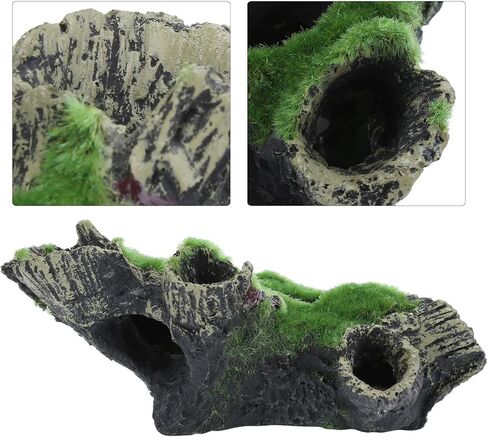 Aquarium Decor Fish Ornament Artificial Dead Wood Cave Shelter for Fish Shrimp with Natural Design 15x9x6.5cm in Kuwait
