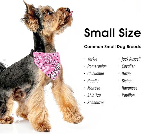 Personalized Dog Bandana Collar, Custom Dog Bandanas with Name, Classic Paisley Pattern, No-Tie Adjustable Nylon Collars for Medium Dogs, Pink, M in Kuwait
