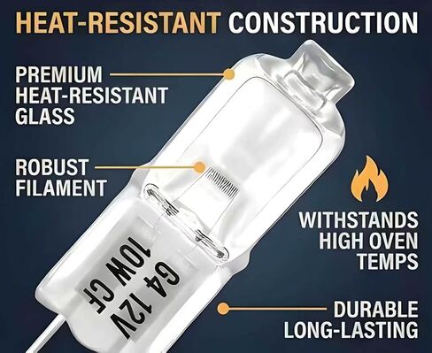 W10886919 Halogen Light Bulb 10W 12V G4 Bi-Pin – 6 Pack Replacement for Whirlpool Jenn-Air KitchenAid Maytag GE Microwave Oven Range – Replaces AP6030659 PS11765655 W10287972 W10827800 in Kuwait