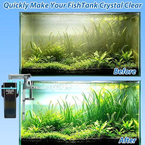 External Hang-On-Back Aquarium Filter, 4-Stage Filtration Fish Tank Filter with Oil Skimmer, Adjustable Flow & Oxygenation, Duckbill Nozzle & Shower Spray Bar, Power Filter for 30-60 Gallon in Kuwait
