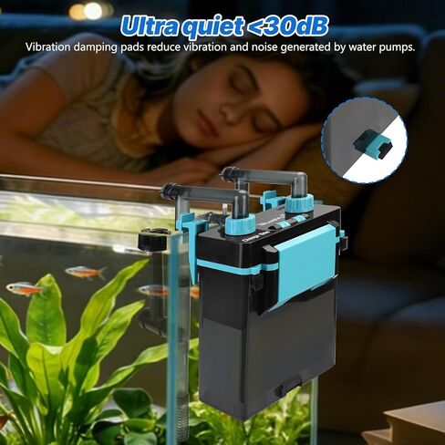 External Hang-On-Back Aquarium Filter, 4-Stage Filtration Fish Tank Filter with Oil Skimmer, Adjustable Flow & Oxygenation, Duckbill Nozzle & Shower Spray Bar, Power Filter for 30-60 Gallon in Kuwait