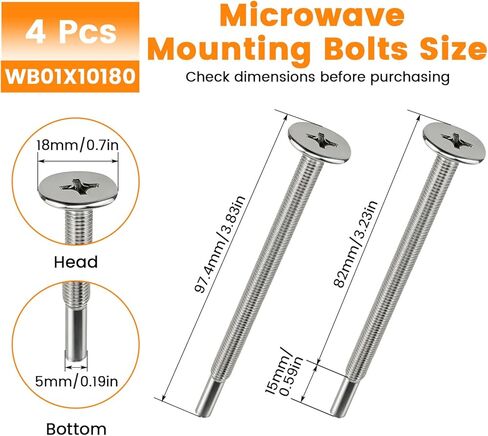 4Pcs WB01X10180 Microwave Mounting Bolts | Installation Flat Bolts | for Microwave Under Cabinet Mounting | Easy Installation in Saudi Arabia