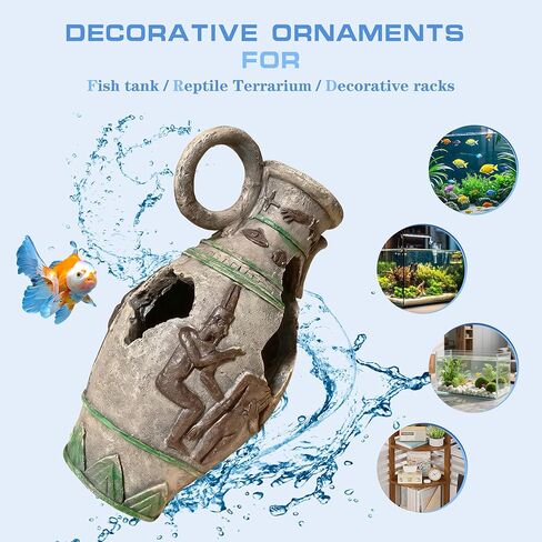 Betta Fish Tank Accessories & Fish Tank Decorations,Stylish Aquarium Decor,Classical Vase Hideaway Cave,Safe Shrimp Cave,Shrimp,Cichlid Hide Play,Durable Aquarium Decorations Fresh & Saltwater Tanks. in Kuwait