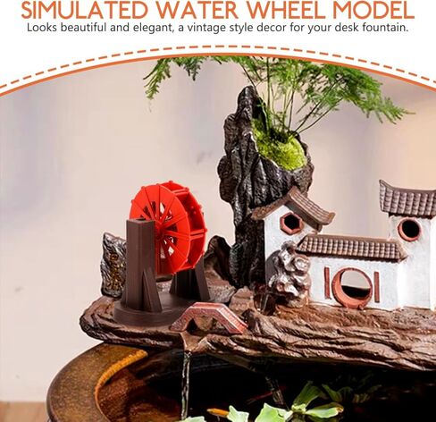 ABOOFAN Small Water Wheel Model 3.54X2.95In Simulation Fountain Ornament for Desktop Aquarium Fish Tank Zen Garden Landscape Decoration in Kuwait
