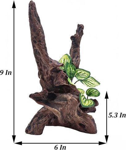 Resin Simulation Driftwood Aquarium Decor, Fish Tank Landscape Ornament Hideout for Betta Goldfish Amphibians Reptiles Rest Play Accessories in Kuwait