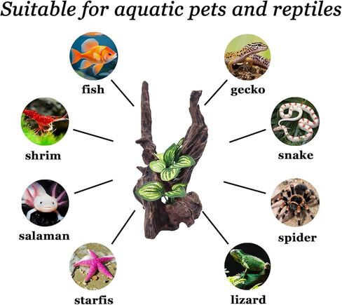 Resin Simulation Driftwood Aquarium Decor, Fish Tank Landscape Ornament Hideout for Betta Goldfish Amphibians Reptiles Rest Play Accessories in Kuwait