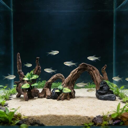 Resin Simulation Driftwood Aquarium Decor, Fish Tank Landscape Ornament Hideout for Betta Goldfish Amphibians Reptiles Rest Play Accessories in Kuwait