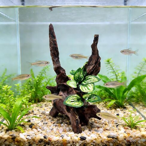 Resin Simulation Driftwood Aquarium Decor, Fish Tank Landscape Ornament Hideout for Betta Goldfish Amphibians Reptiles Rest Play Accessories in Kuwait