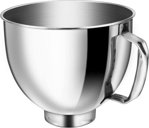 وعاء خلط من الفولاذ المقاوم للصدأ 5QT، متوافق مع خلاطات KitchenAid 4.5-5 QT ذات الرأس المائل (K45SS، KSM150، KSM100)، مطلي بالنحاس، آمن للاستخدام في غسالة الأطباق وشديد التحمل، لا يترك بقايا in Kuwait