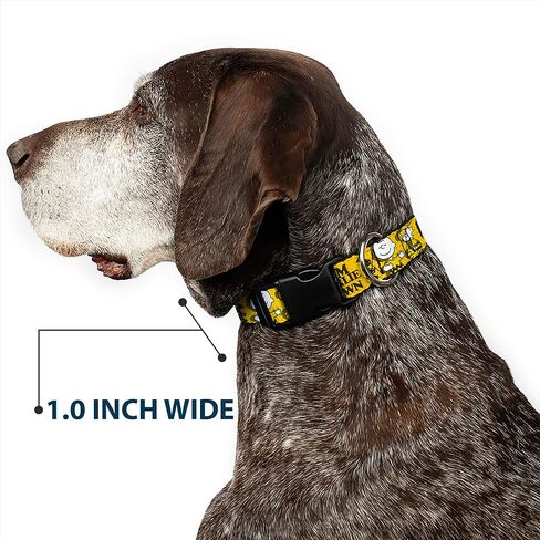 Peanuts Worldwide LLC Pet Collar, Dog Collar Plastic Buckle, Peanuts I Am Charlie Brown Poses and Zig Zag Stripe Yellows, 15 to 24 Inches 1.0 Inch Wide in Kuwait