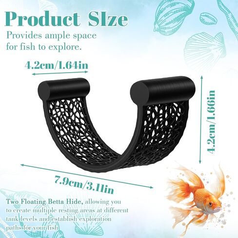 2PCS Betta Fish Hammock, Floating Betta Hammock, Floating Rest Platform Aquarium Hammocks for Bettas Small Fish Shrimp Aquascape Decor (Black) in Kuwait
