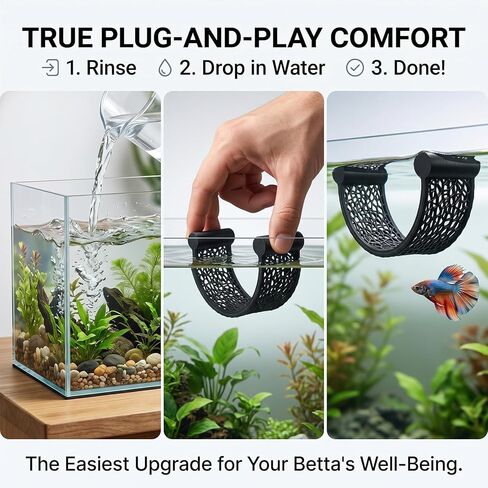 2PCS Betta Fish Hammock, Floating Betta Hammock, Floating Rest Platform Aquarium Hammocks for Bettas Small Fish Shrimp Aquascape Decor (Black) in Kuwait