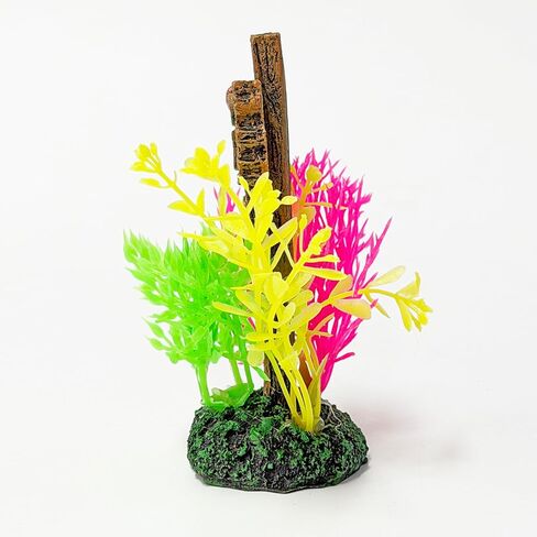 2-in-1 Aquarium Decoration with Colorful Plants and No Fishing Sign, Dual-Use Tank Ornament for Freshwater and Saltwater, Sign Ornament in Kuwait