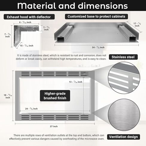 Upgraded 27-Inch Microwave Trim Kit NN-TK922SS for Panasonic 2.2 Cu. Ft. Microwave Oven, Adjustable Stainless Steel Construction, Heat Resistant & Easy to Clean in Kuwait