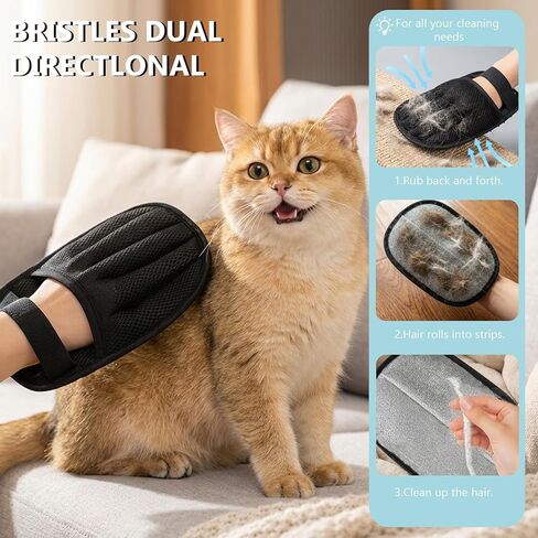 Luszmoax Pet Hair Glove for Cats & Dogs,Newly Upgraded Five-Finger Electrostatic Reusable Magic Brush,Pet Hair Remover Glove for Laundry for Pet Hair Remover Tool on Carpet,Clothing,Couch,Car Seat in Kuwait